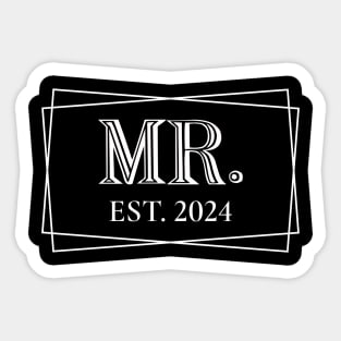 Mr Est. 2024 Couples Matching Mrs & Mr Sticker